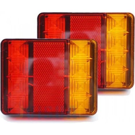 2 x 12V Rückleuchten für PKW, 8 LEDs, 6 Funktionen, für Anhänger, Wohnwagen, LKW (1/4)