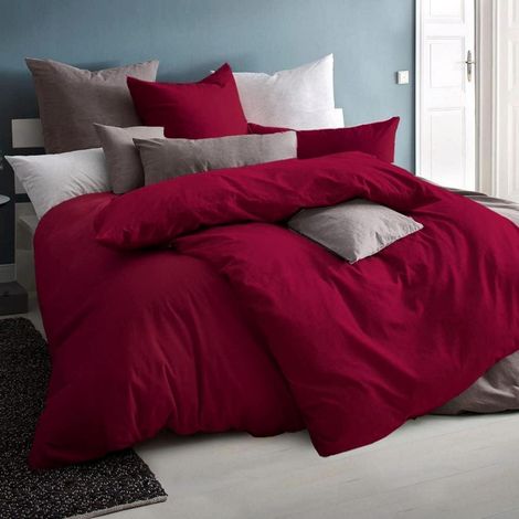 Bettwäsche 135x200 6teilig Rot 2 6 tlg. 135 x 200 cm 07 - Rot (1/5)