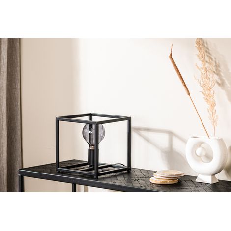 Lampada da tavolo T340 nera a cubo in metallo, 23 cm (1/5)