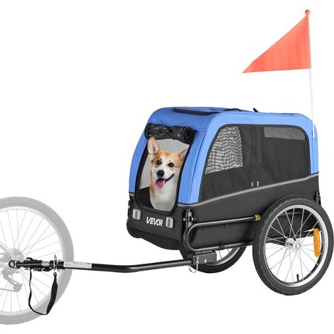 Remorque de Vélo Chien Pliable Charge 30 kg Porte Animaux de Compagnie de Vélo Cadre Facile à Plier avec Roues à Dégagement Rapide, Coupleur de Vélo Universel,Réflecteurs, Drapeau (1/5)