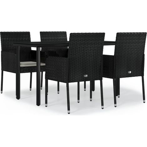 Maison Exclusive - 5-tlg. Garten-Essgruppe mit Kissen Schwarz Pol