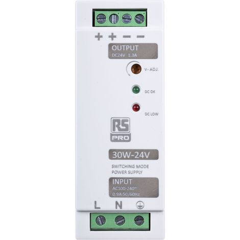 Alimentation pour rail DIN RS PRO, 24V c.c. 1.3A, 230V c.a., 30W ( Prix pour 1 )