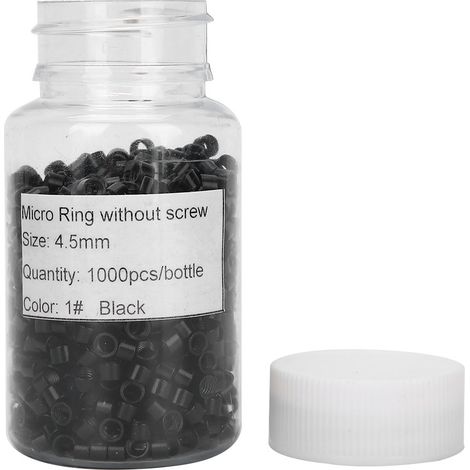 1000 anneaux de connexion miniatures en aluminium, vis à billes, outils miniatures pour extensions de cheveux, noirs (1/5)