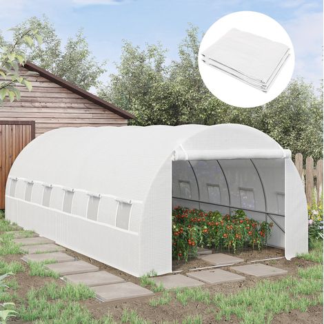 Copertura per serra 600x300x200 cm, con porta apribile e 12 finestre, polietilene bianco (1/5)
