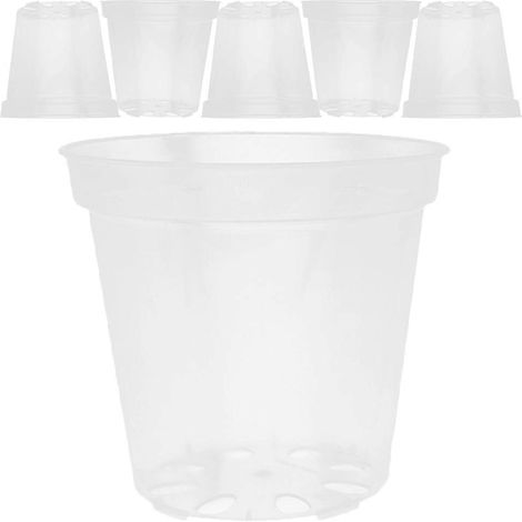 Pots à orchidées en plastique perforés, pots de fleurs transparents compatibles avec la maison (lot de 6) (1/5)