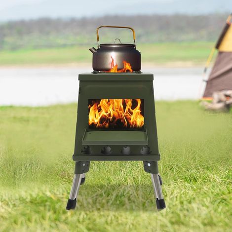 Réchaud de Tente Portable à Bois pour Camping - Mini Poêle pour Cuisiner et Chauffer Avec 16 Aérations (1/5)