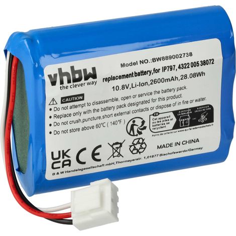 vhbw Batterie compatible avec Philips FC8795, FC8796 robot électroménager (2600mAh, 10,8V, Li-ion, sans boîtier) (1/4)