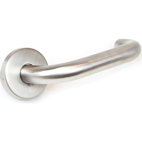 Poignée de porte intérieure en forme de U avec rosace de 53 mm, acier inoxydable nickel satiné, ressort de rappel (1/5)