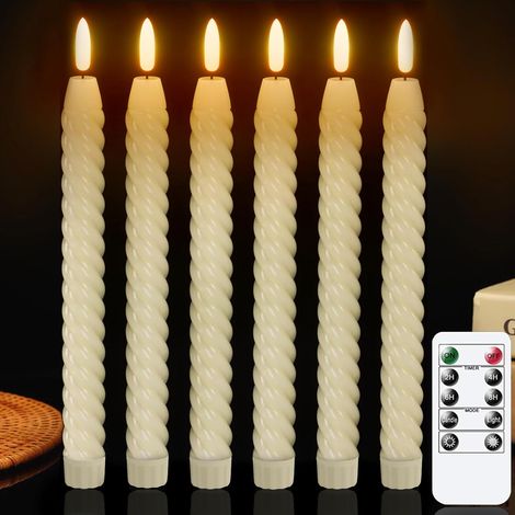 Bougie LED Décorative 6pcs, Bougies Flottantes à Piles avec Télécommande et Minuterie, en cire véritable, avec télécommande, 2 x 25,5 cm, pour décoration de Noël, de chambre, de mariage et de fête (1/5)