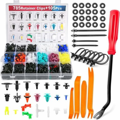 890 Pièces Rivet Clips Plastique, Clips Voiture, Rivet Plastique Fixation de Protection pour Auto Voitures Panneaux de Portes-- (1/5)