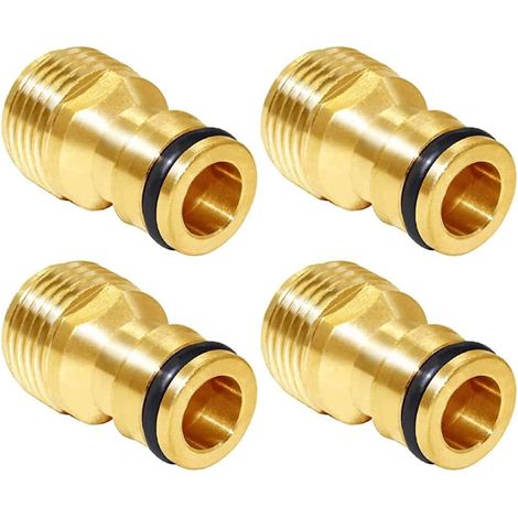 Adattatore a connessione rapida per rubinetto da tubo flessibile dell'acqua in ottone da 1/2" maschio (confezione da 4) (1/4)