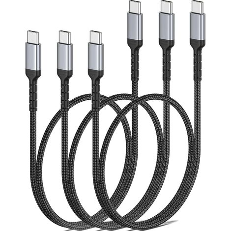 Lot de 3 câbles USB C vers USB C courts 50 cm - 60 W PD USB C vers type C - Câble de charge rapide compatible avec iPhone 15/15Pro Max, Samsung Galaxy S23 S22 S21, iPad Pro/Air, Huawei, Pixel (1/5)