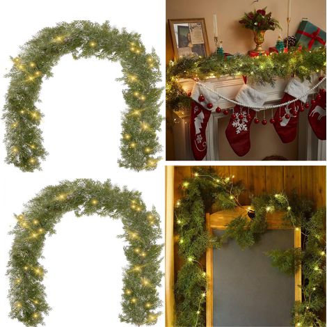 Guirlande rampe d'escalier centre commercial de Noël de 1,8m, pour porte d'hôtel, de simulation, décoration de Noël, de rotin, guirlande de simulation (1/5)