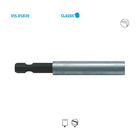 Porte-embout magnétique avec circlips 1/4'' Classic Long. 58 Boite de 1