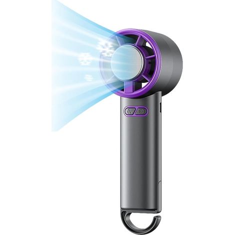 Ventilador de refrigeración manual portátil,mini ventilador turbo ajustable,recargable por USB con enfriador de hielo,color morado (1/2)