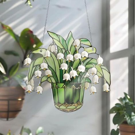 Lily Of The Valley Suncatcher - Acrylic Window Hanging Decor - Wall Art For Living Room Kitchen - 1 Piece (1/5)