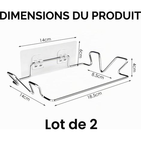 Lot de 2 porte-sacs à ordures avec 2 autocollants muraux, support de sac poubelle monté au mur, porte-sac de transport, cintre en acier inoxydable, (1/4)