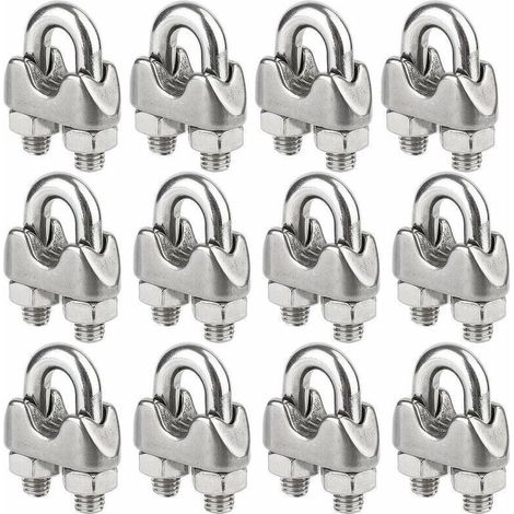 Lot de 12 Serre-câbles étrie en Acier Inoxydable pour Câble Métallique de 4mm Diamètre(M4) (1/4)