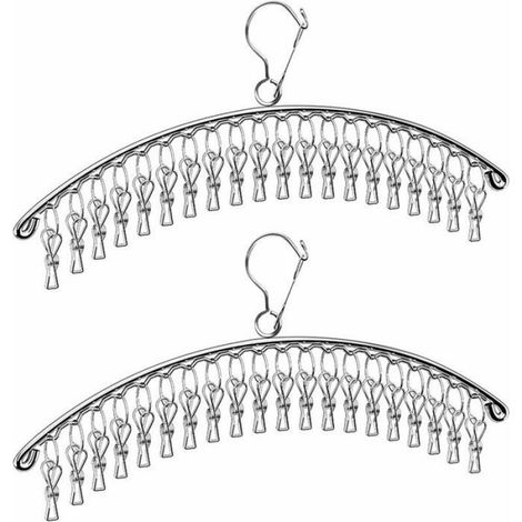 Séchoirs à Chaussettes Inox avec 40 Clips, Lot de 2, Coupe-Vent (1/3)