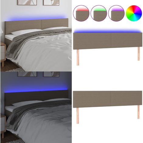Cabecero con LED de tela gris taupe 200x5x78/88 cm - Cabecero de cama - Cabecero LED