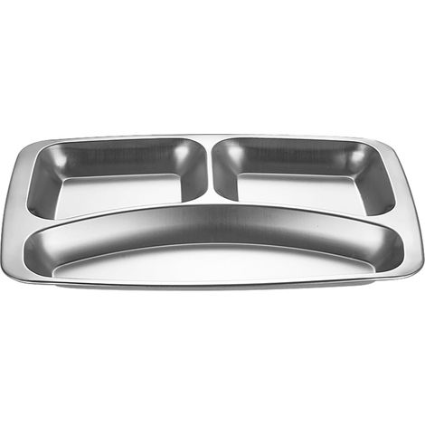 Plateau Repas Divisé - Acier Inoxydable - Pour École Cantine Camping Intérieur Extérieur - 3 4 ou 5 Compartiments - 1 Pièce (1/5)