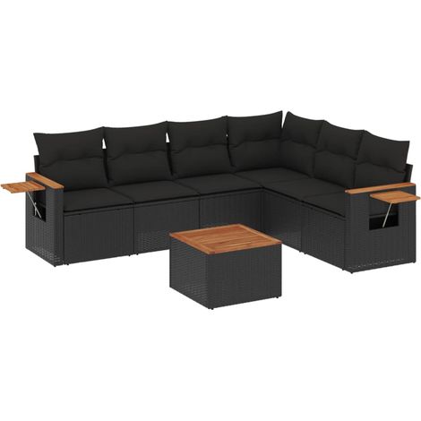 Maison Exclusive - Set de comedor de jardín 7 pzas y cojines ratá