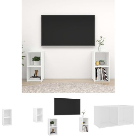 Holzwerkstoff - vidaXL TV-Schränke 2 Stk. Weiß 72x35x36,5 cm Holzwerkstoff - Fernsehschrank (1/5)