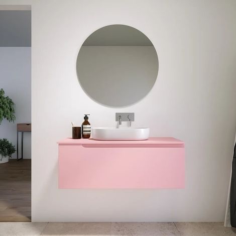 Mobile bagno sospeso 60 cm un cassetto rosa cipria opaco con top Ardenne (1/5)