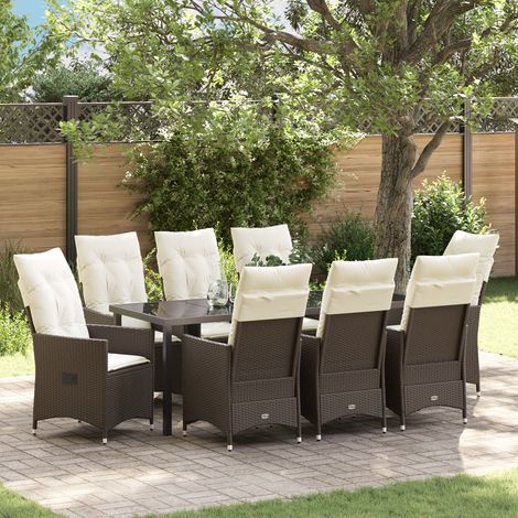 Garten Essgruppe 9 pcs Braun Poly-Rattan vidaXL (1/5)