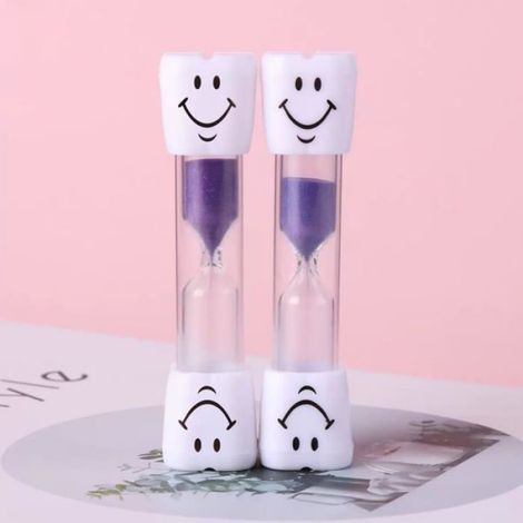 Sablier - 3 Minutes - Pour Brossage Dents Enfant - Rose Et Violet - 2 Pièces (1/5)
