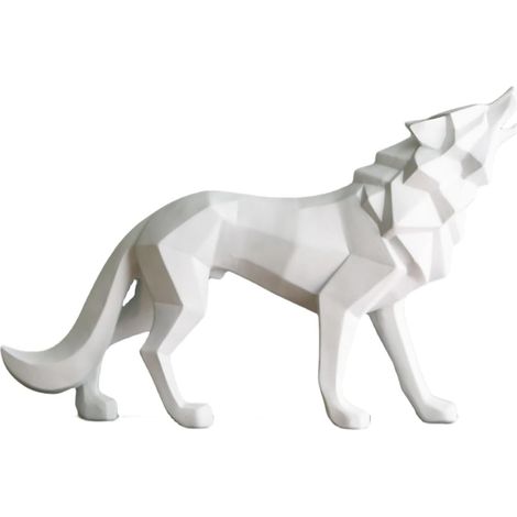 Statua di lupo in resina Scultura astratta Statue di animali Decorazioni per la casa Statuetta geometrica moderna Centrotavola Ornamenti per soggiorno Armadi Decorazioni per ufficio, Bianco (1/5)