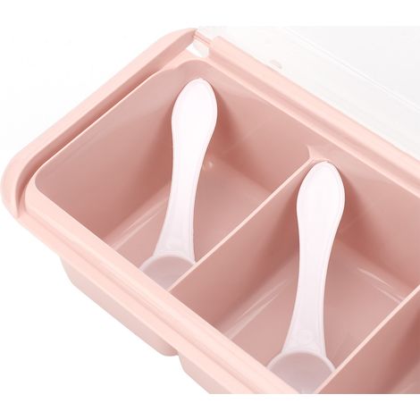Gewürzbox mit 4 Fächern, Aufbewahrungsbox für Würzmittel (rosa) (1/5)