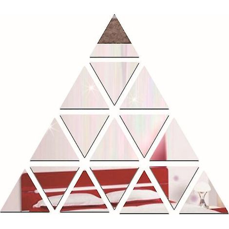 Sticker mural décoratif argenté à motif triangle et surface miroir pour chambre ou maison