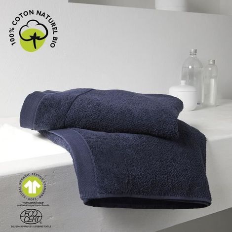 Filiyano-Serviette de bain - TODAY - 70 x 130 cm - Coton - Bleu marine bio (1/4)