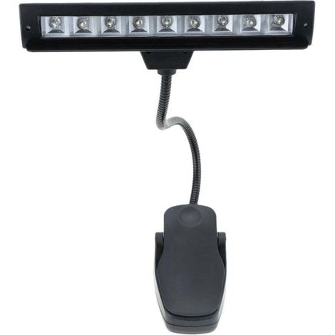 Lampe de Lecture Clipable 9 LEDs Bureau Pupitre Partition Piano Noir Éclairage (1/4)