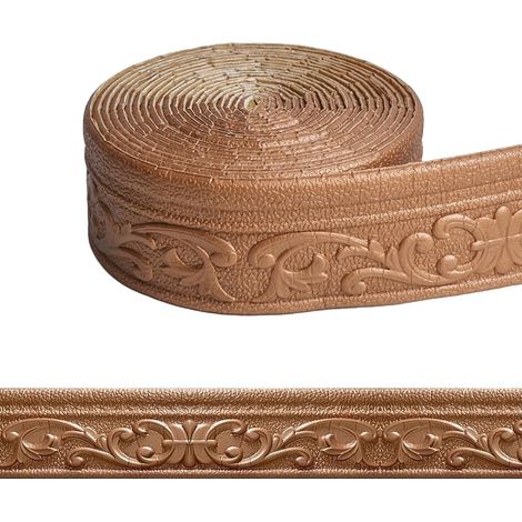 Frise autocollante 3D pour mur et plafond, moulures décoratives autocollantes et imperméables, 0 m × 8 cm × 5 mm, en mousse XPE, moulures en stuc en cuivre, rouleau de bordure pour coins et (1/5)