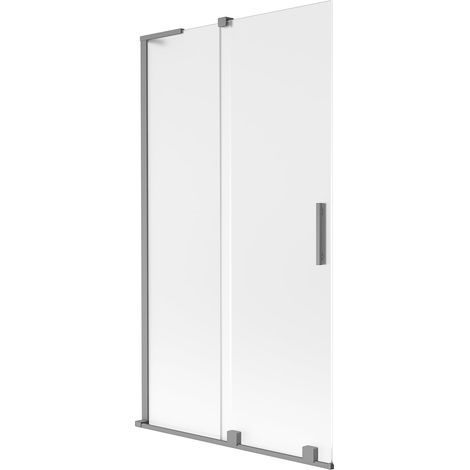 Mexen Velar L mampara de bañera deslizante de 2 paneles 100 x 150 cm, escarchado, gun metal - 896-100-003-31-95 (1/5)