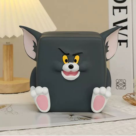 Tirelire Créative Chat Tom Dessin Animé, Tirelire Cochon Antichute en Vinyle, Décor Cadeau Résistant