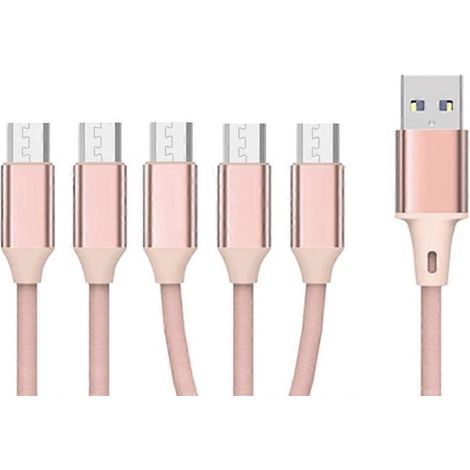 Câble diviseur Micro USB 2.0 vers Type-C, cordon de charge multiple 5 en 1 avec 5 ports Micro USB (1/4)