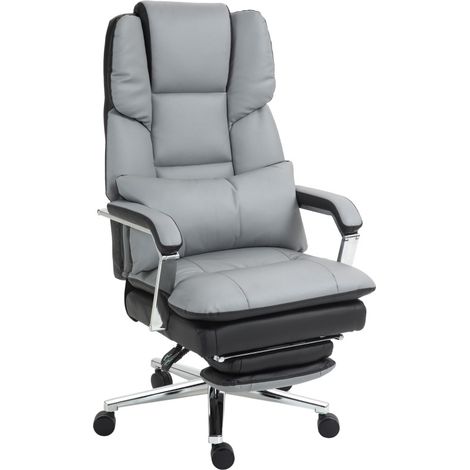 Sedia da ufficio ergonomica reclinabile con poggiapiedi 63x71x123-129 cm grigio nero (1/5)