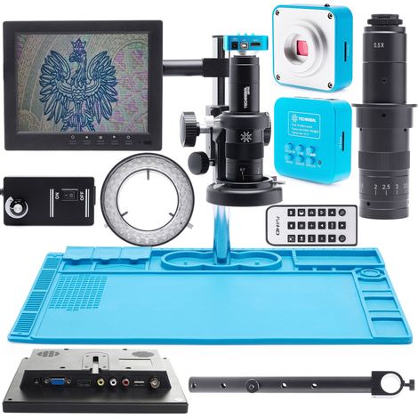Professionelles digitales Mikroskop 10A mit Kamera und Display 10A-616 + 616 16MP HDMI&USB HD-Kamera mit Fernbedienung + antistatische Silikonmatte für 480x320mm Mikroskop TE-506