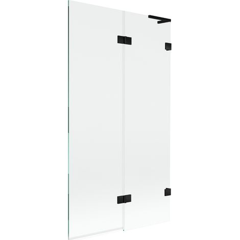 Mexen Lunar L paroi de bain à 2 volets droite 100 x 150 cm, transparent, noir - 897L-100-100-70-00-P (1/5)