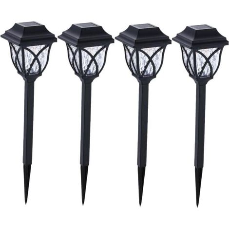 Set of 4 solar LED garden lights, waterproof and warm, for outdoor garden [Energy Class A] (1/4)