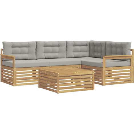 Outdoor Sofa Set 6 pcs White and Light Grey Polyester vidaXL (1/5)