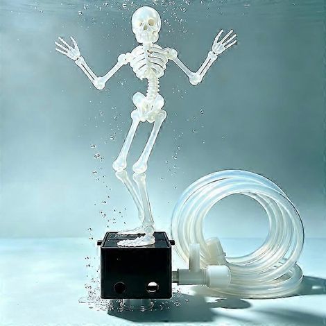 Bulleur d'aquarium squelette dansant, décoration interactive pour aquarium avec tuyau d'air de 1 m, effet de bulles réglable, cadeau décoratif amusant pour les passionnés d'aquariums. (1/5)