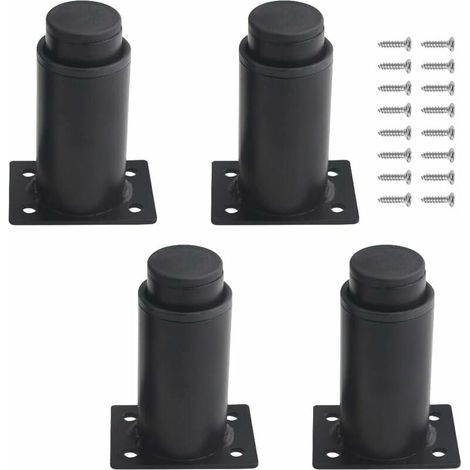 Juego de 4 patas ajustables de metal resistente (8-12 cm, negras) para mesa, cama y sofá. (1/4)
