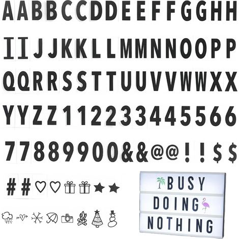 96 Pièces Lettres pour Light Box, A4 DIY Lettres Noires Chiffres et Lettres Lumineuses Décoratives Chiffres et Lettres Symboles pour Lettre pour Décorer Chambre/Cadeau/Anniversaires (1/5)