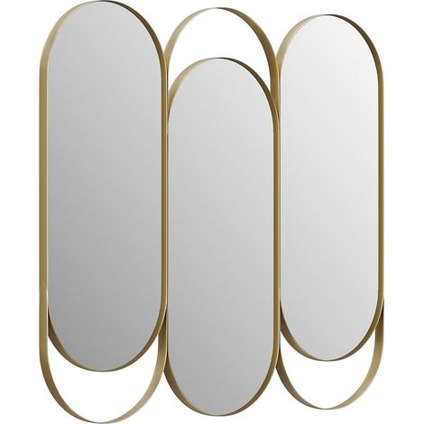 Specchio trittico art déco L.76 x H. 69,5 cm in Metallo Dorato - JICHIMI