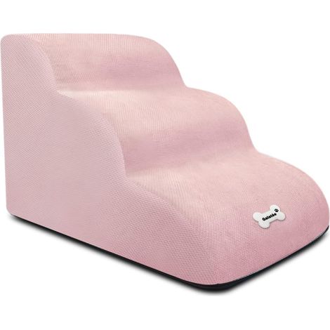 Escalier pour chien - Doux et confortable - Housse lavable et zippée - Facile à monter - Rampes pour canapé-lit - Rose (1/5)