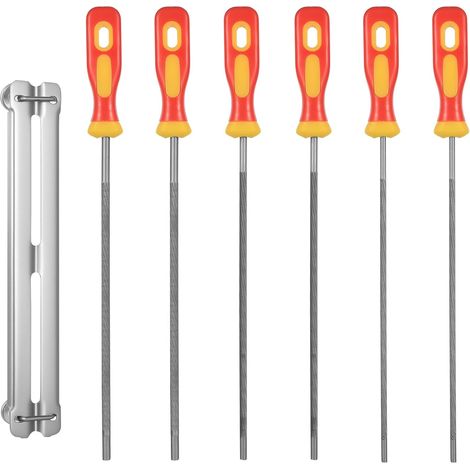 7 PcsLime Tronconneuse, 4mm 4,8mm 5.5mm Lime pour Chaine de Tronconneuse Professionnel, Ronde Tronconneuses, Limes Tronçonneuse avec kit affutage chaine tronçonneuse - (1/5)